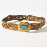 Z&L Europe Tuareg Belt in camel braided leather with turquoise stone buckle