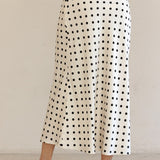 Vivienne Polka Dot Satin Midi Skirt