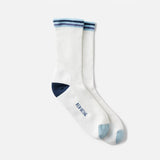 Red Wing Vintage Stripe Crew Socks in Silver Birch, Carbon Navy and Steel Blue