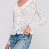 The Adeline Romantic Lace Ruffle Blouse