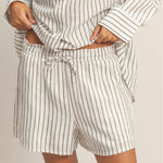 Striped Drawstring Shorts - Black