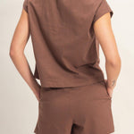 Cap Sleeve Boxy Top and Shorts Set - Chocolate