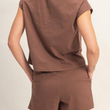 Cap Sleeve Boxy Top and Shorts Set - Chocolate