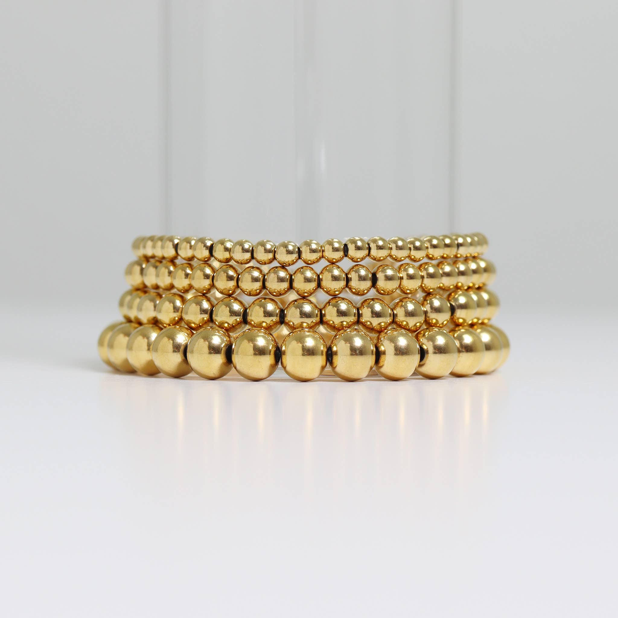 Bianca Gold Stainless Steel Beaded Stretch Bracelet - MTT Collective