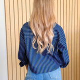 Harbor Pinstripe Cotton Crop Shirt