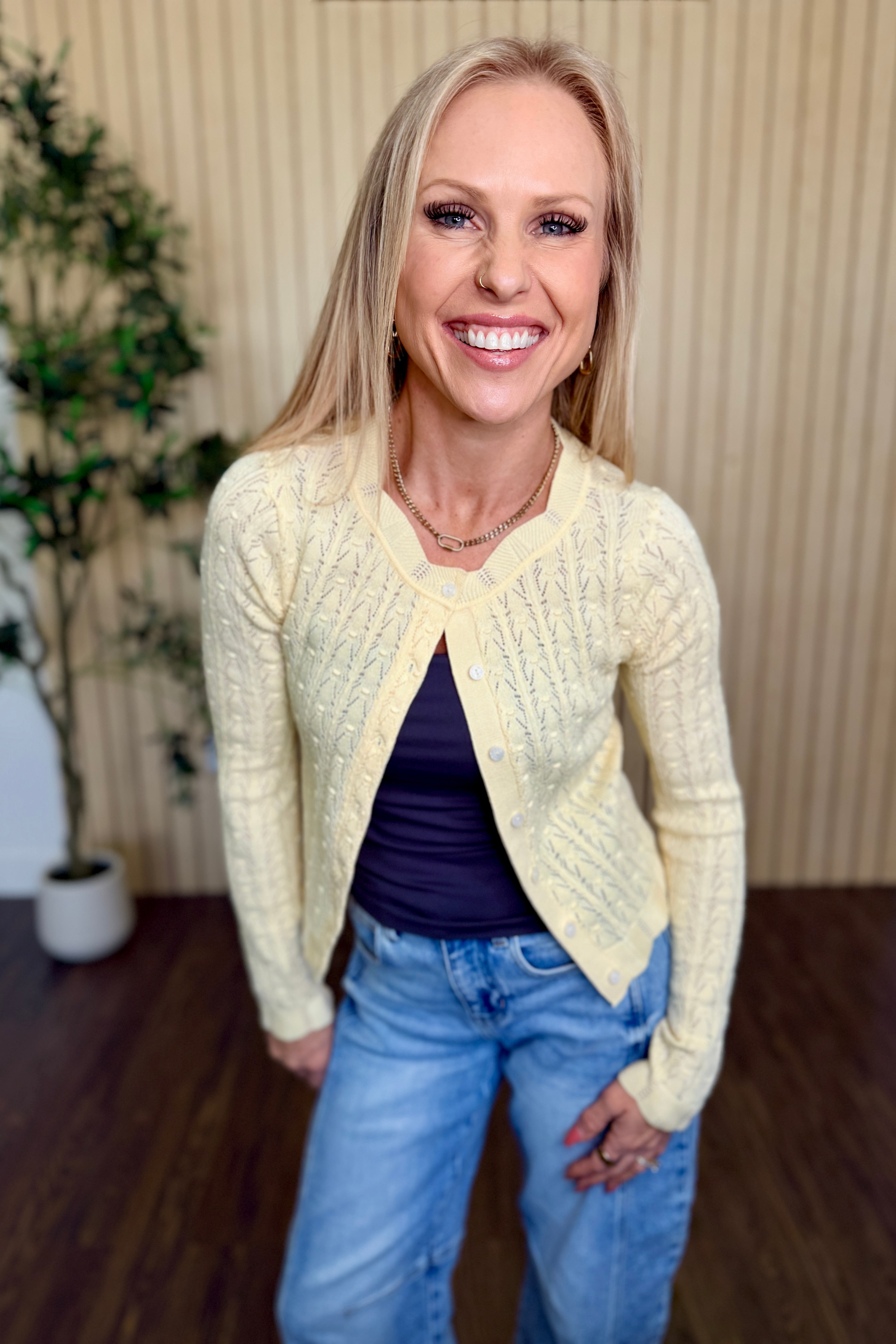 Colette Scalloped Pointelle Cardigan