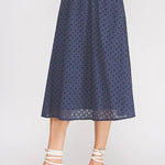 Delaney Eyelet Midi Skirt with Pockets navy side