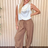 Marlow Drapey Twill High-Waist Jogger