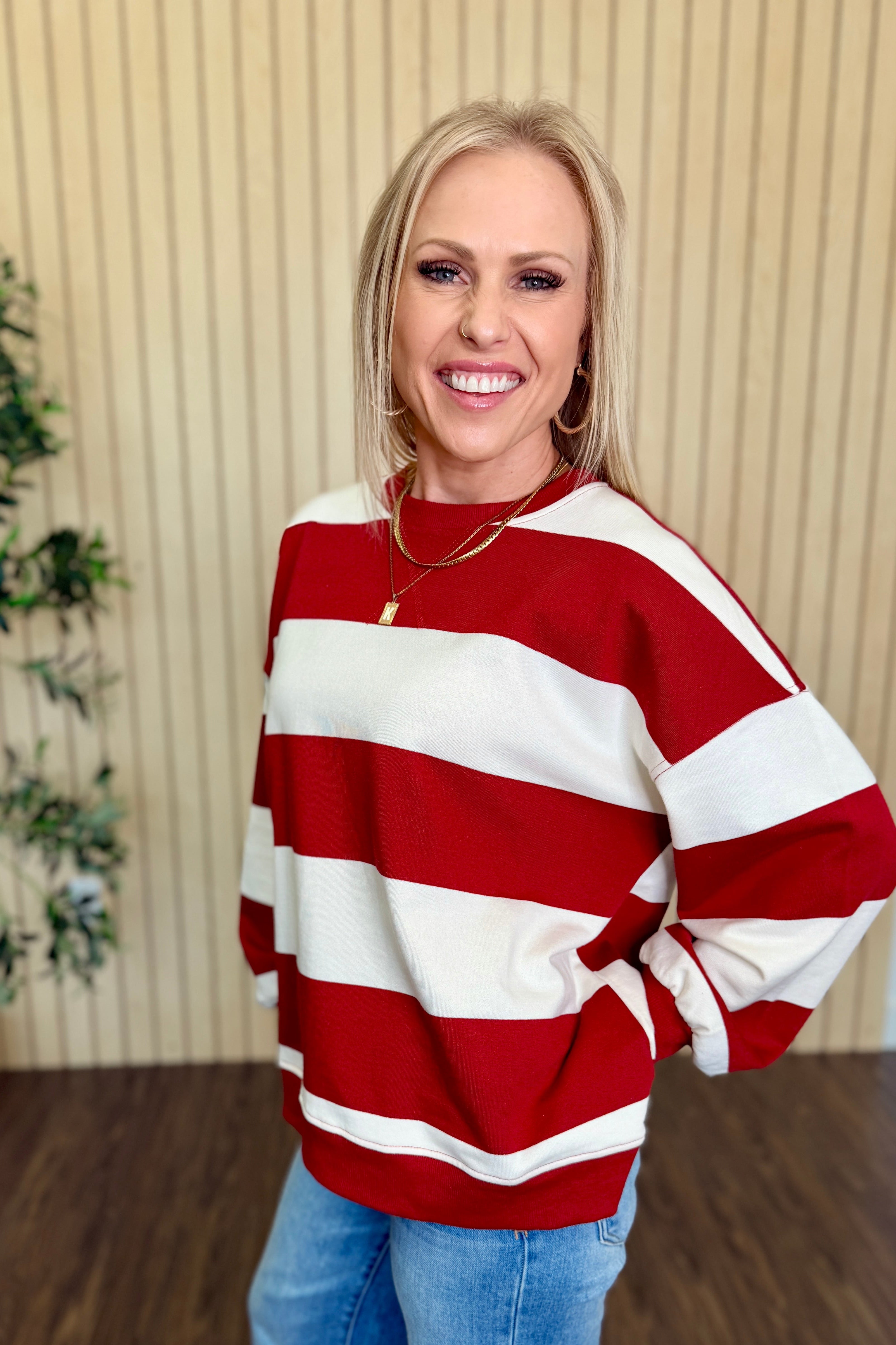 Bluff Wide Stripe Oversized Knit Top
