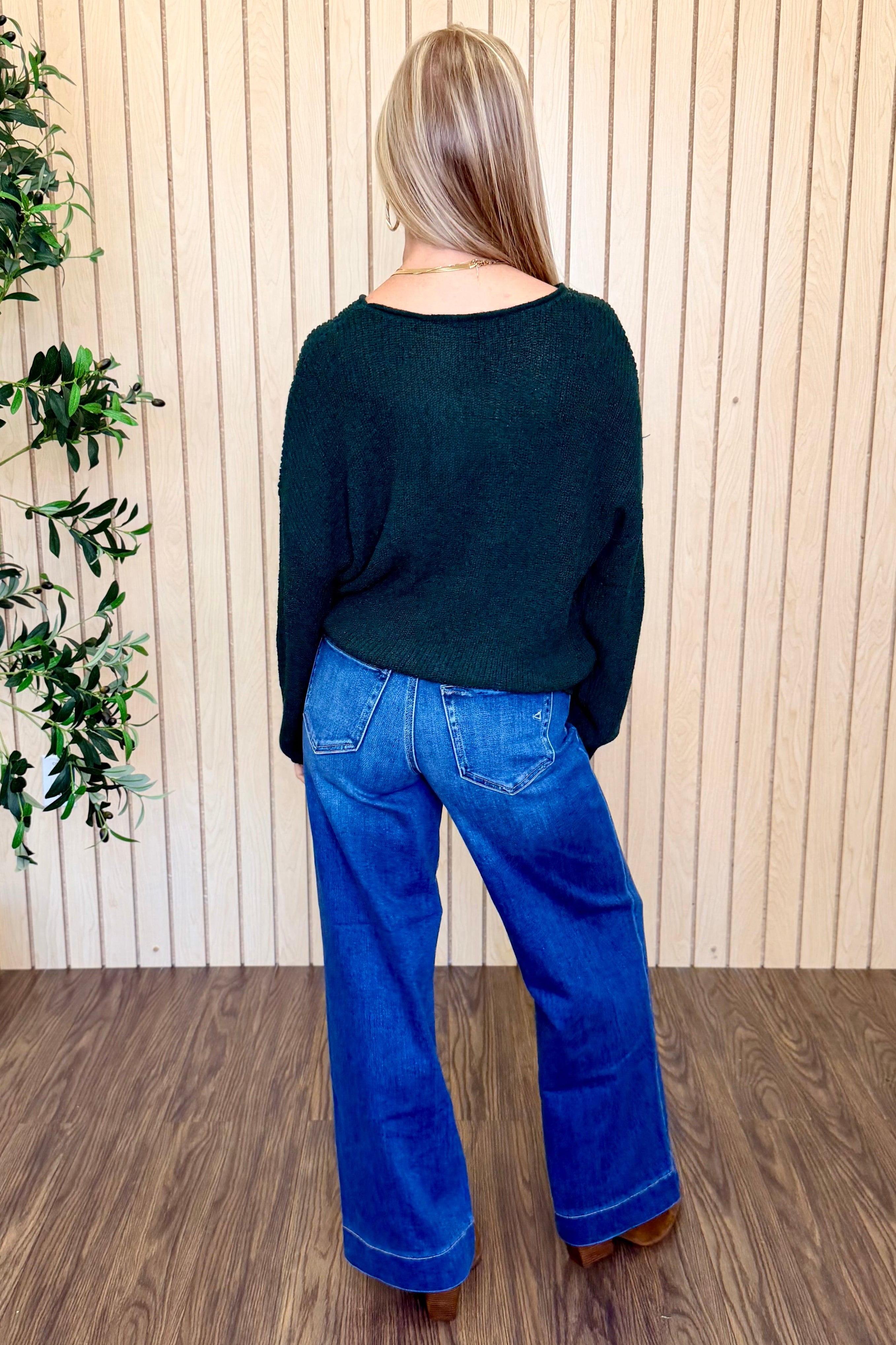Nori Front Pocket High Rise Wide Leg Jean in Dark Wash, back view