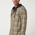 Travis Mathew Cloud Flannel Hooded Button-Up in Roasted Cashew
