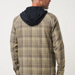Travis Mathew Cloud Flannel Hooded Button-Up in Roasted Cashew