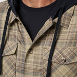 Travis Mathew Cloud Flannel Hooded Button-Up in Roasted Cashew