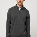 Travis Mathew Cloud Sweater Quarter Zip in Heather Black
