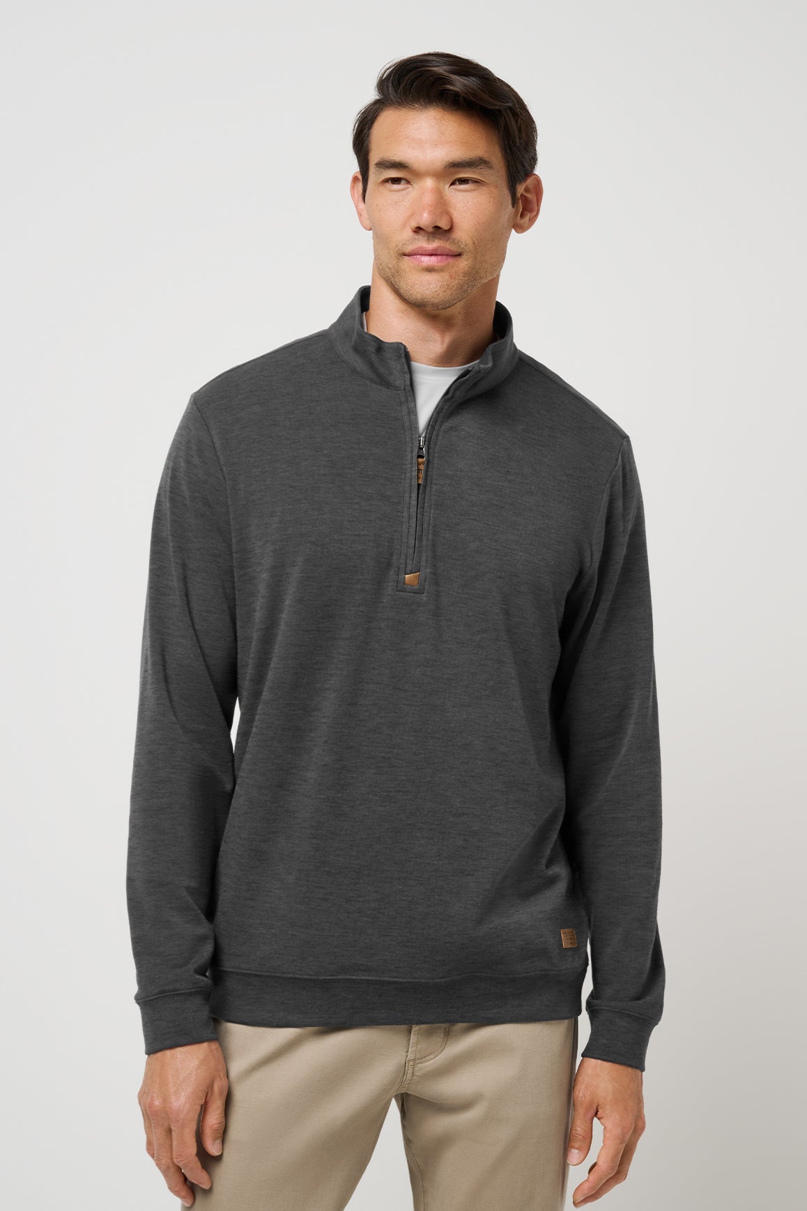 Travis Mathew Cloud Sweater Quarter Zip in Heather Black