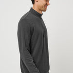 Travis Mathew Cloud Sweater Quarter Zip in Heather Black