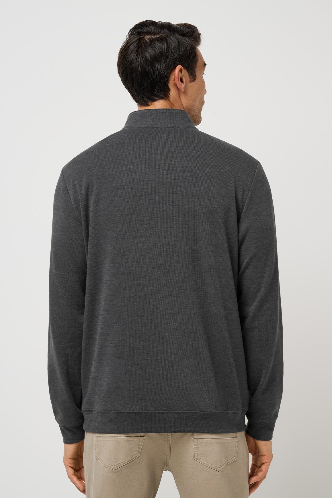 Travis Mathew Cloud Sweater Quarter Zip in Heather Black
