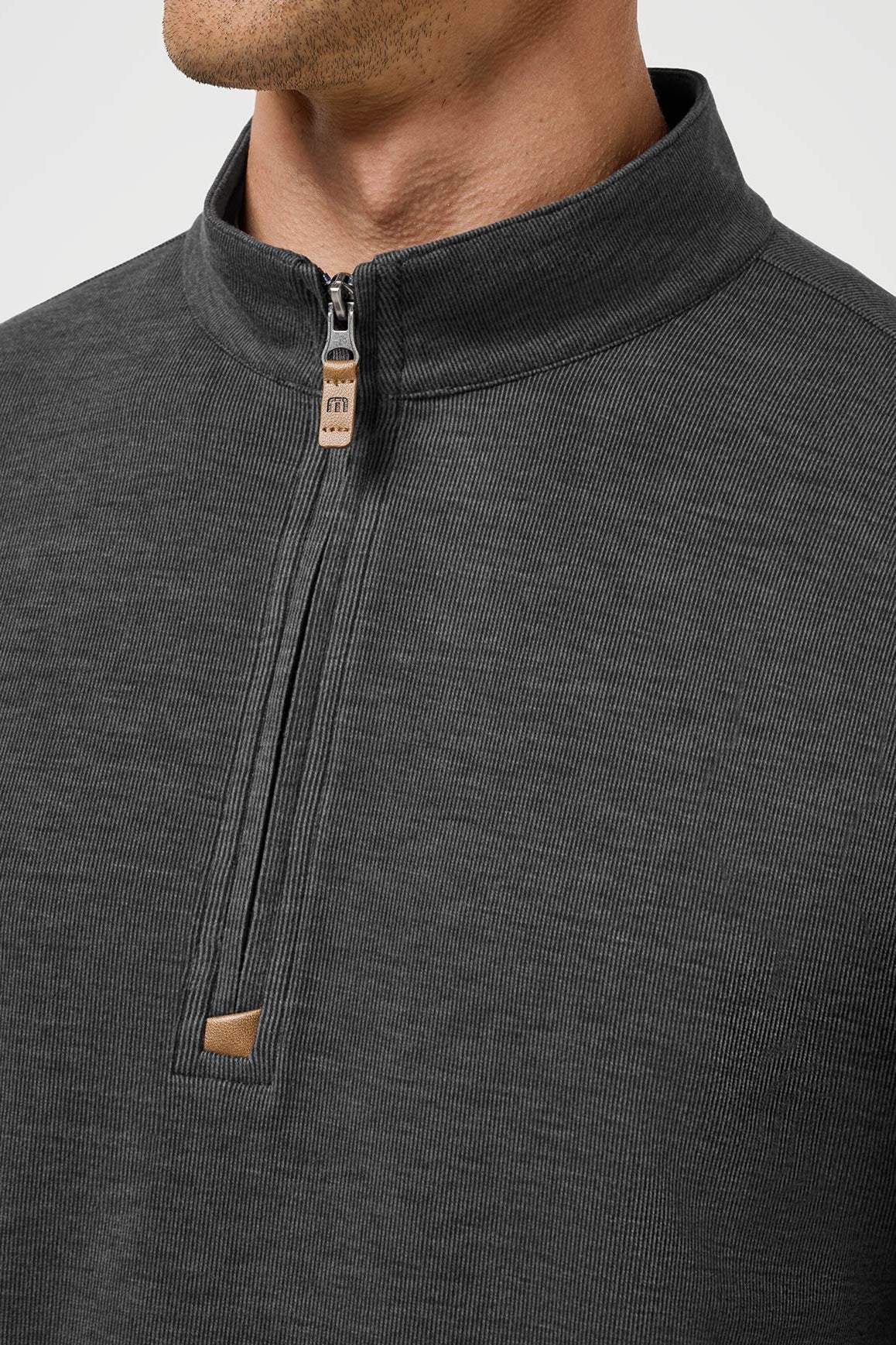 Travis Mathew Cloud Sweater Quarter Zip in Heather Black