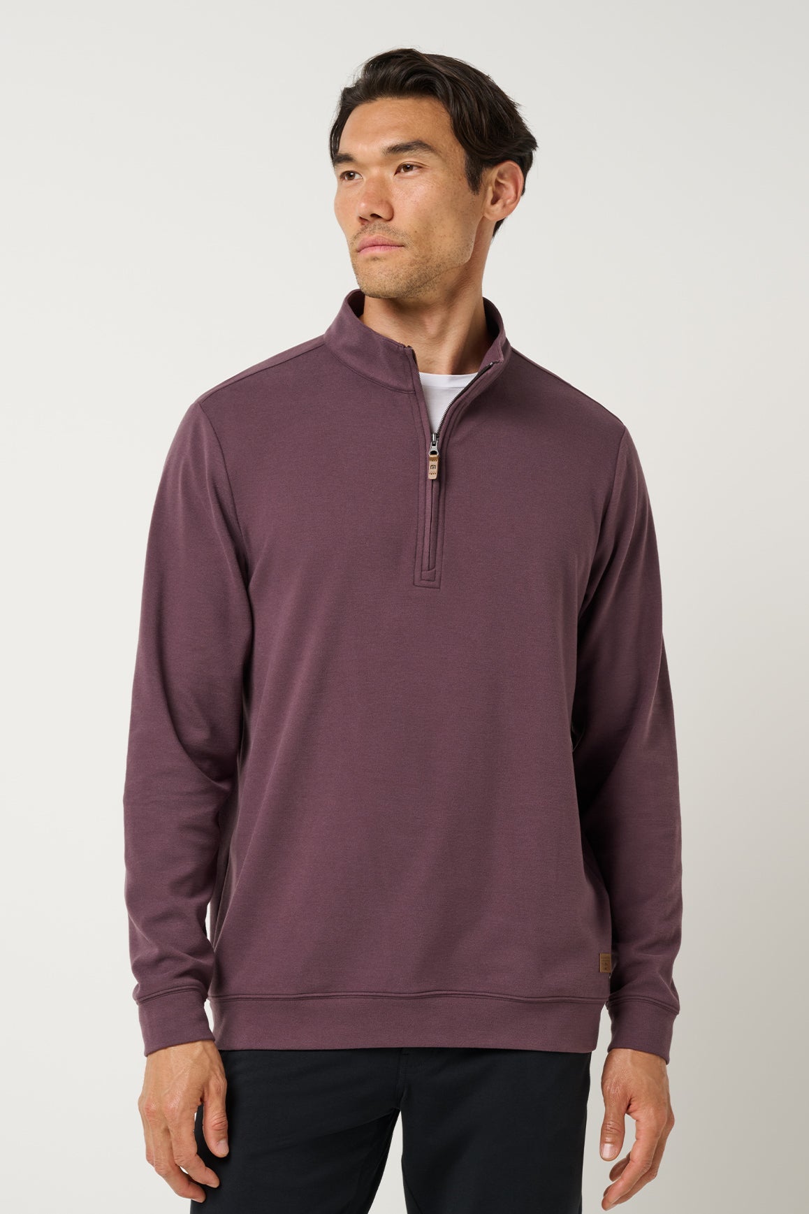 Travis Mathew Cloud Sweater Quarter Zip in Raisin