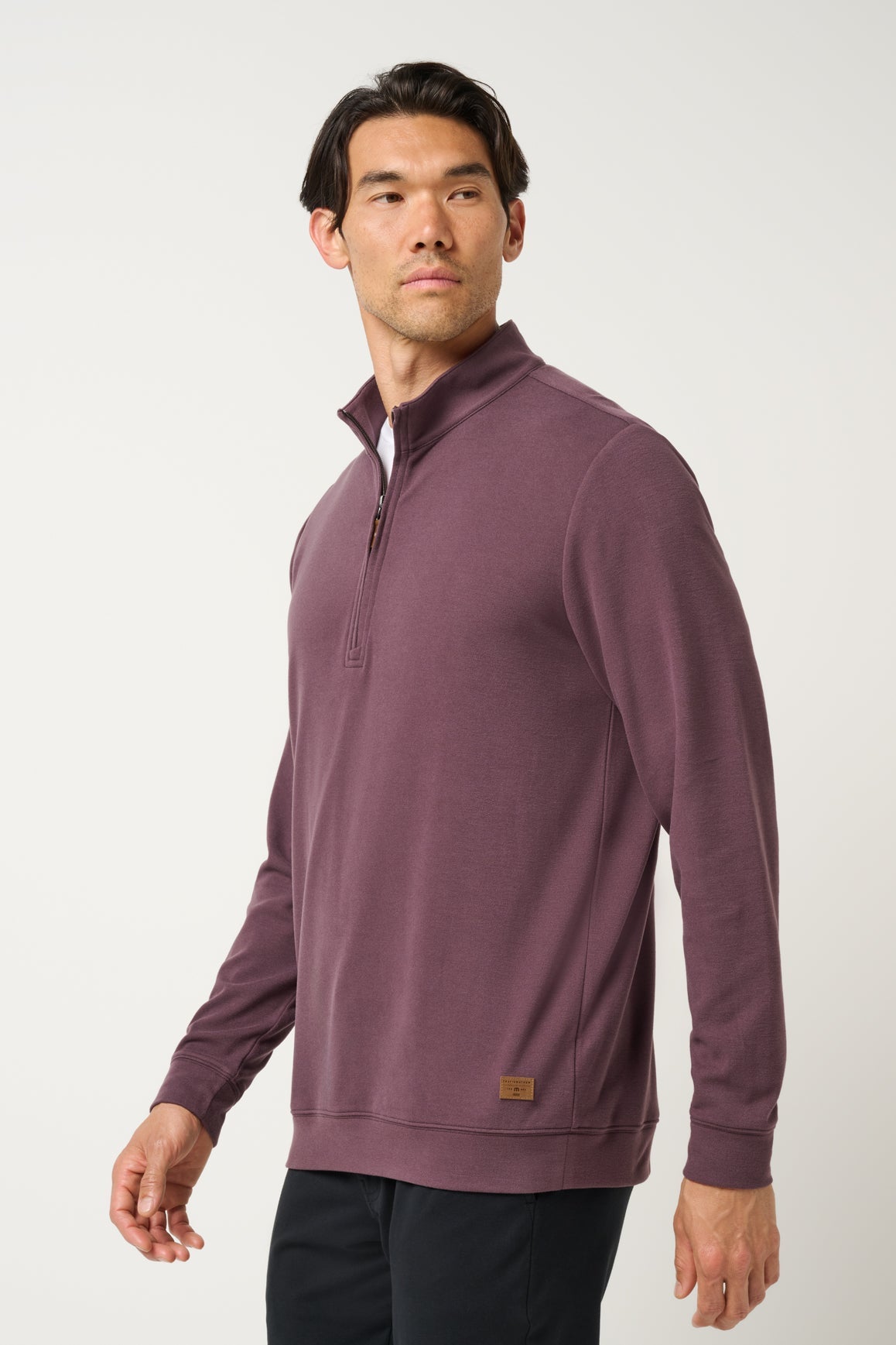 Travis Mathew Cloud Sweater Quarter Zip in Raisin