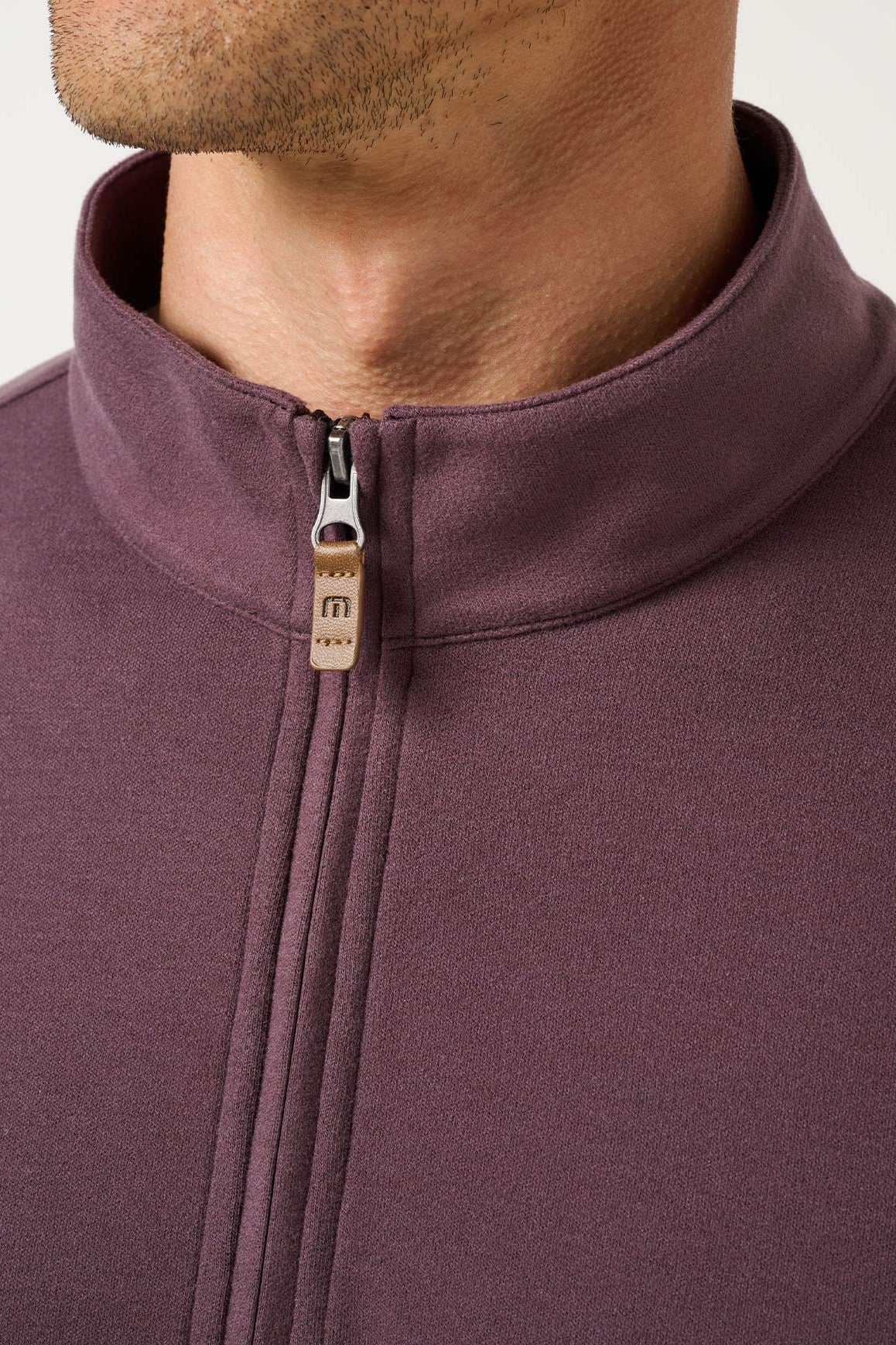 Travis Mathew Cloud Sweater Quarter Zip in Raisin