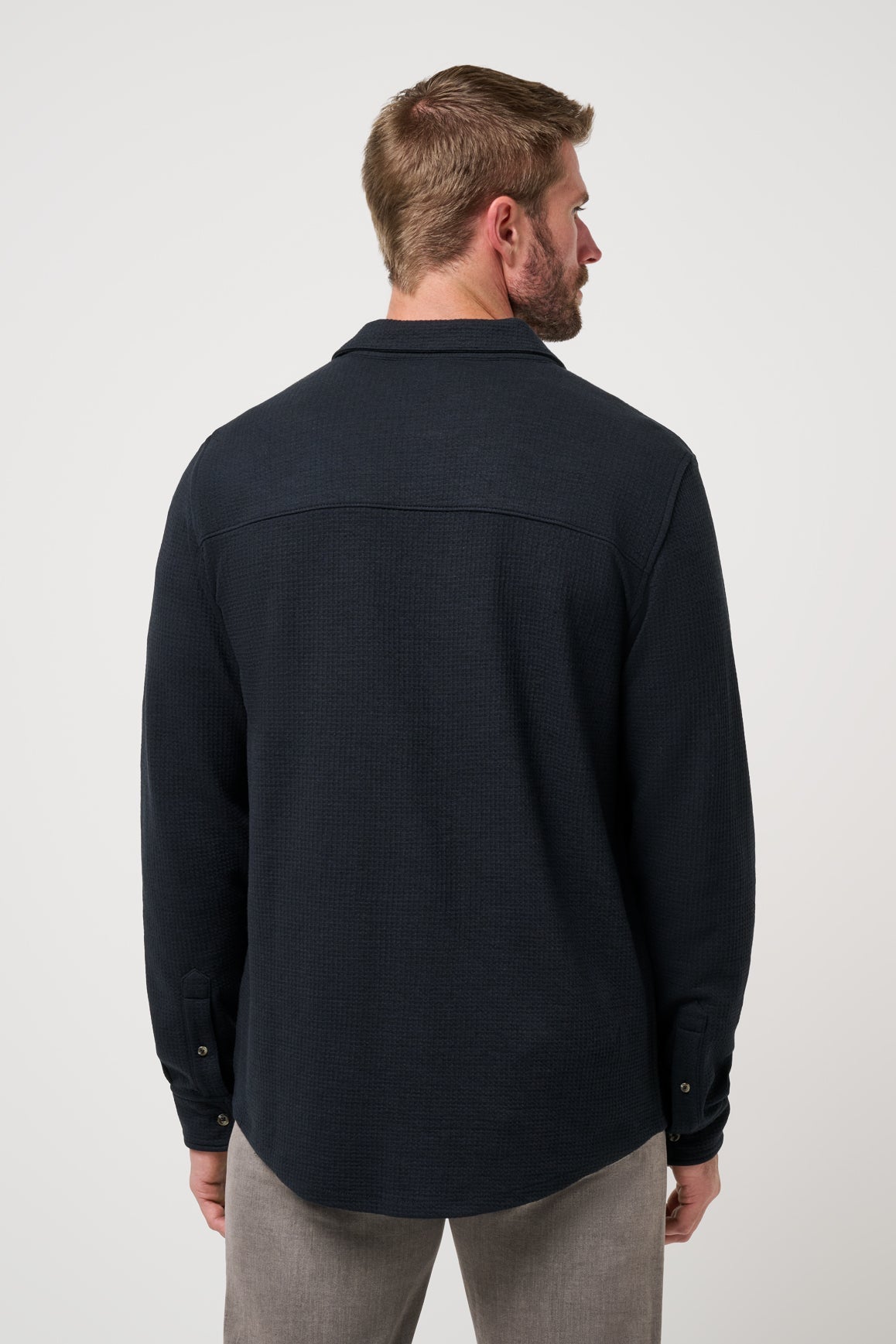 Travis Mathew Cloud Waffle Button Up in Black