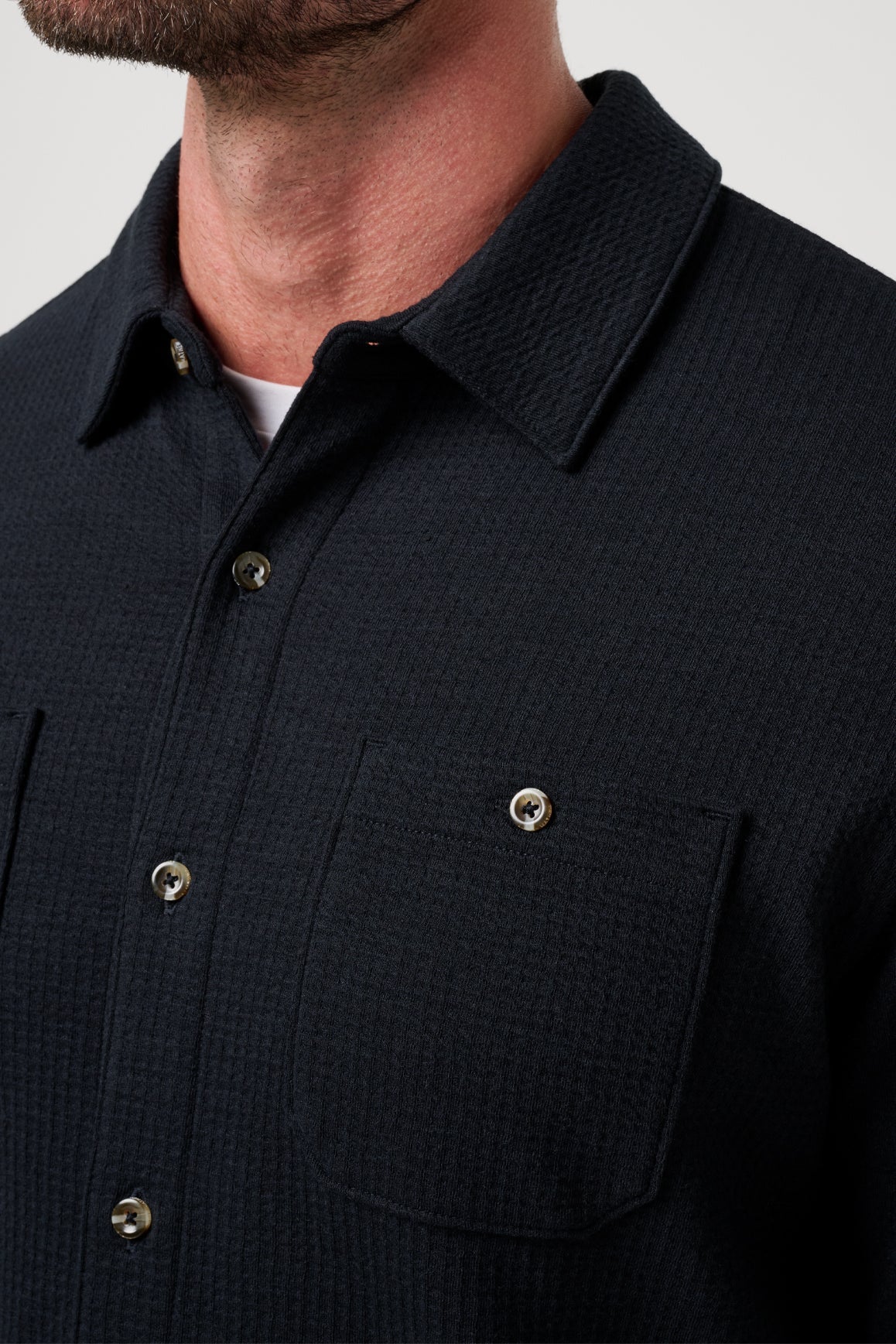Travis Mathew Cloud Waffle Button Up in Black