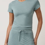 Skyloft Light Short Sleeve Top in Heather Slate - front