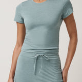 Skyloft Light Short Sleeve Top in Heather Slate - front