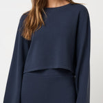 Coastal Rib Long Sleeve Top in Navy Blazer, front view