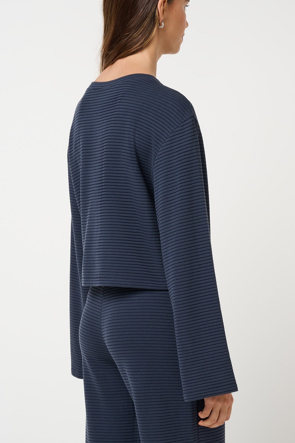 Coastal Rib Long Sleeve Top in Navy Blazer, second view