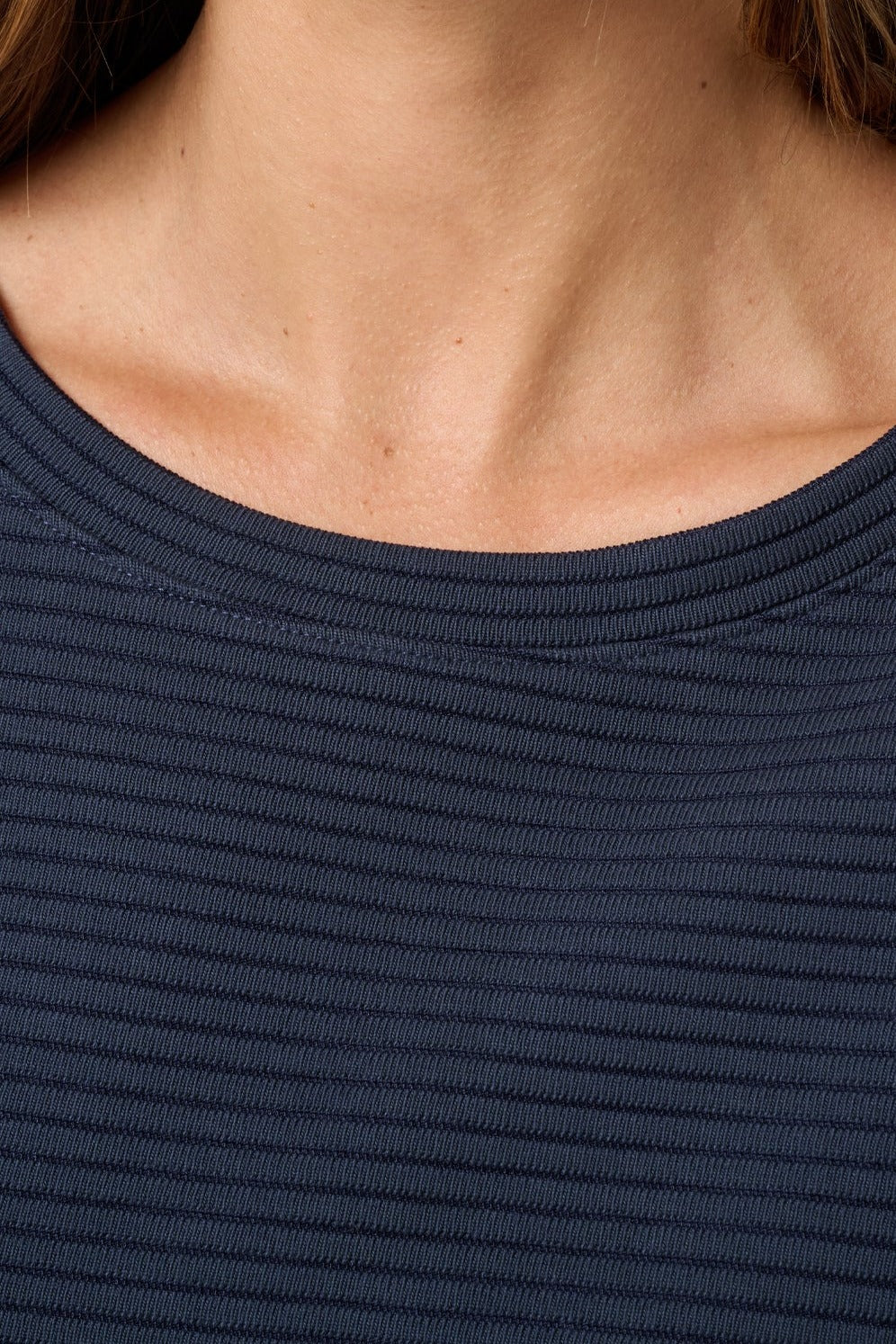 Coastal Rib Long Sleeve Top in Navy Blazer, third view