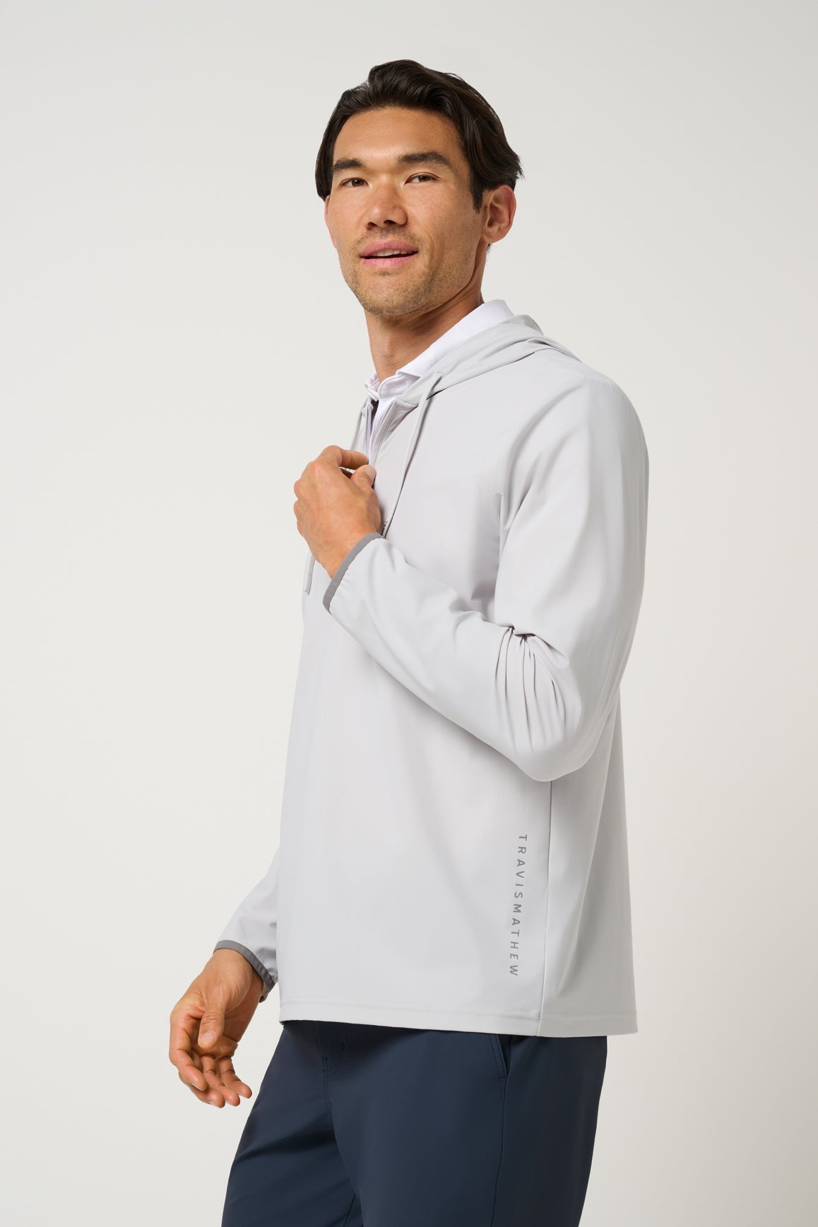 Travis Mathew Hero Hour Tech Hoodie in Micro Chip, side