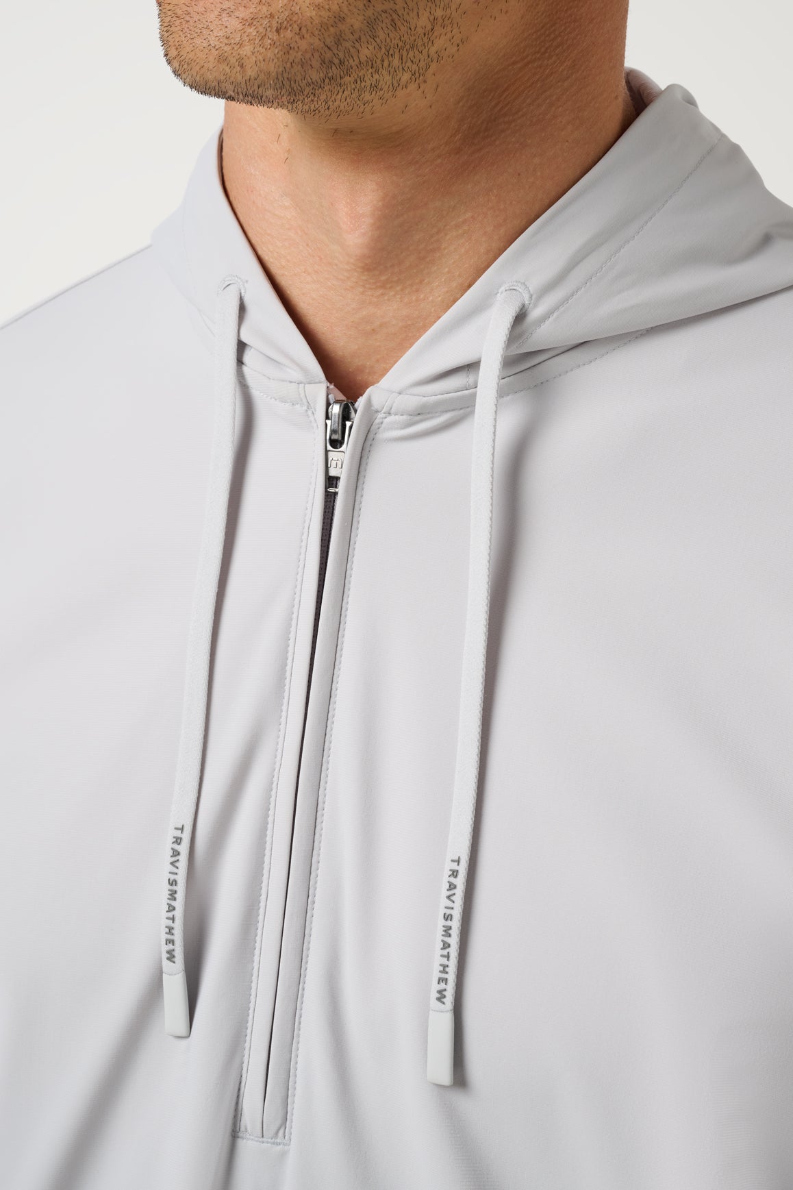 Travis Mathew Hero Hour Tech Hoodie in Micro Chip, detail
