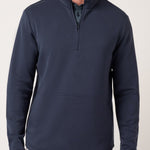 Travis Mathew Fibercloud Quarter Zip in Total Eclipse, front view