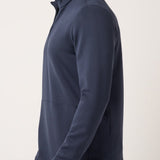Travis Mathew Fibercloud Quarter Zip in Total Eclipse, side view