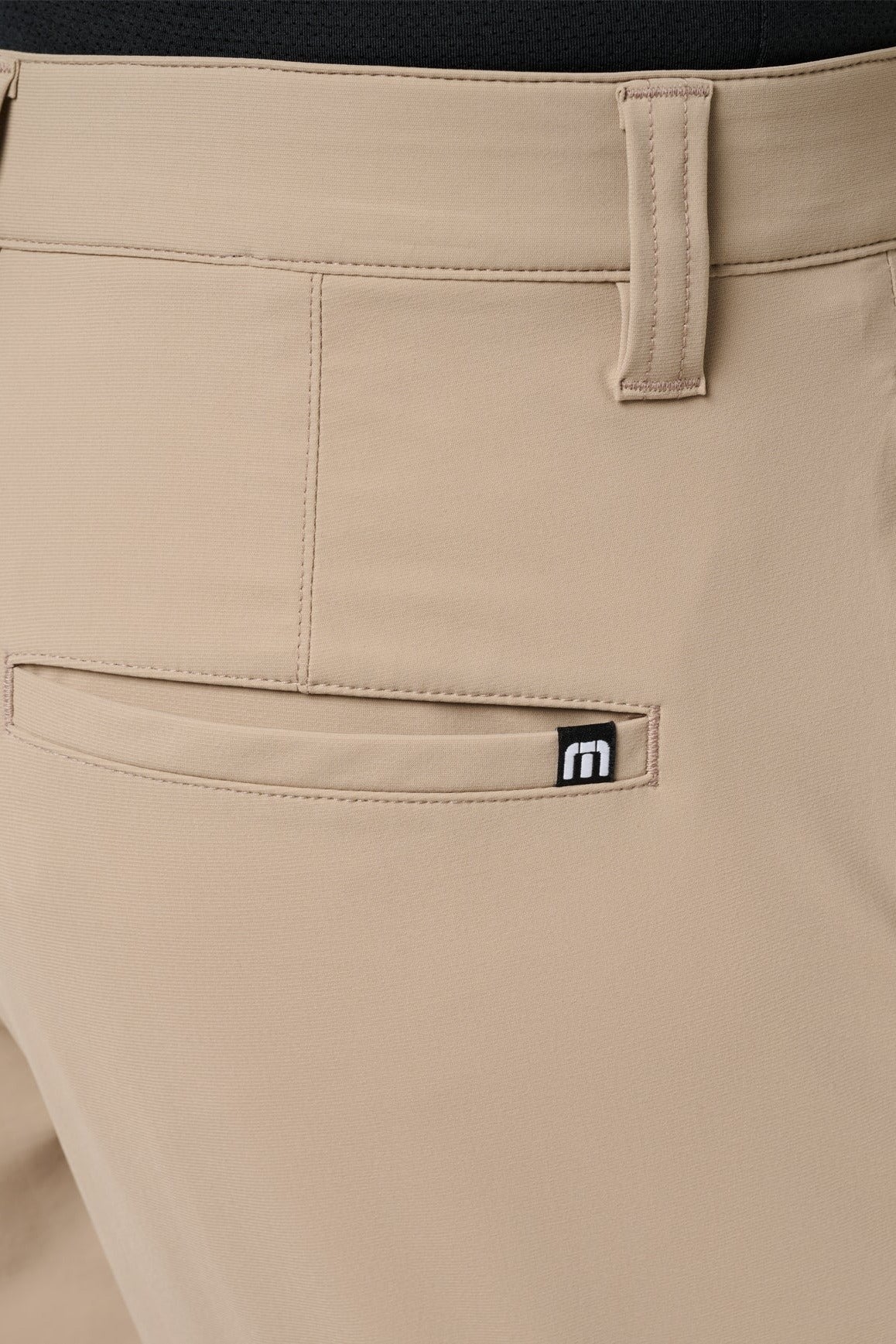 Hero Hour Golf Short in Weathered Teak, zip pocket detail