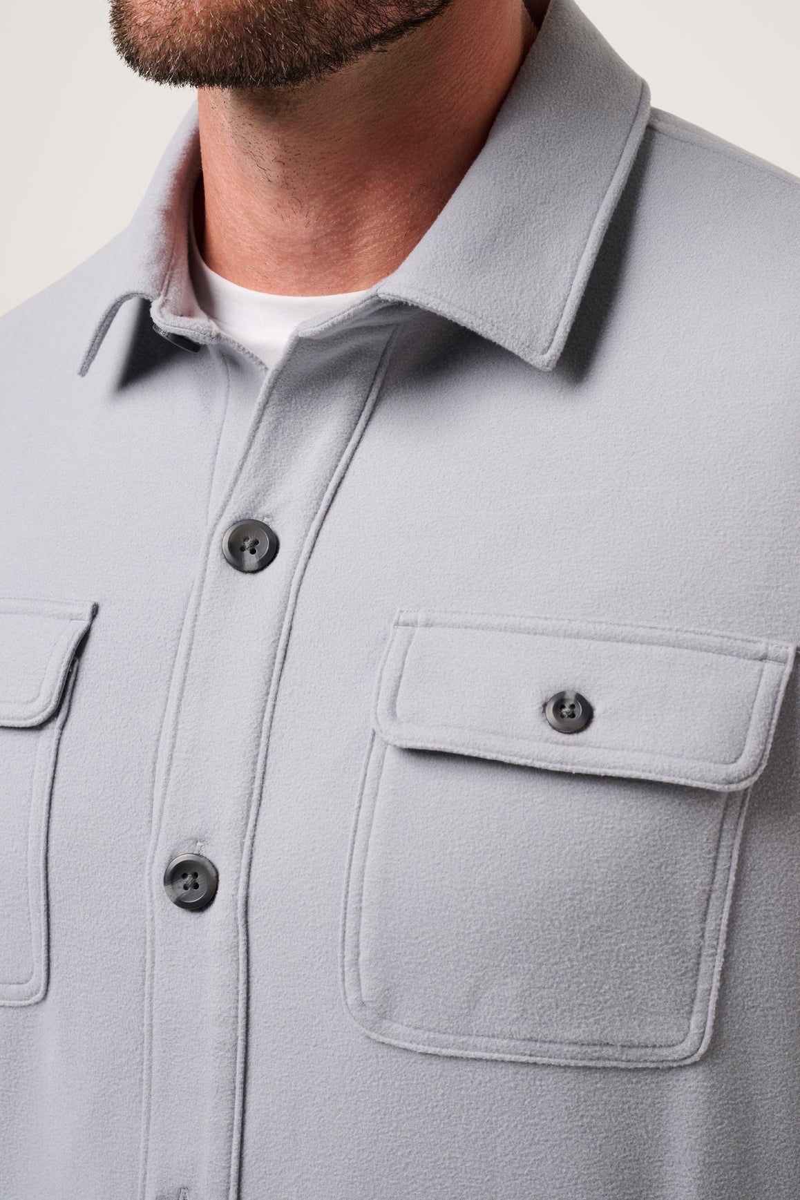 Travis Mathew Peak Fleece Shirt Jacket in Sleet