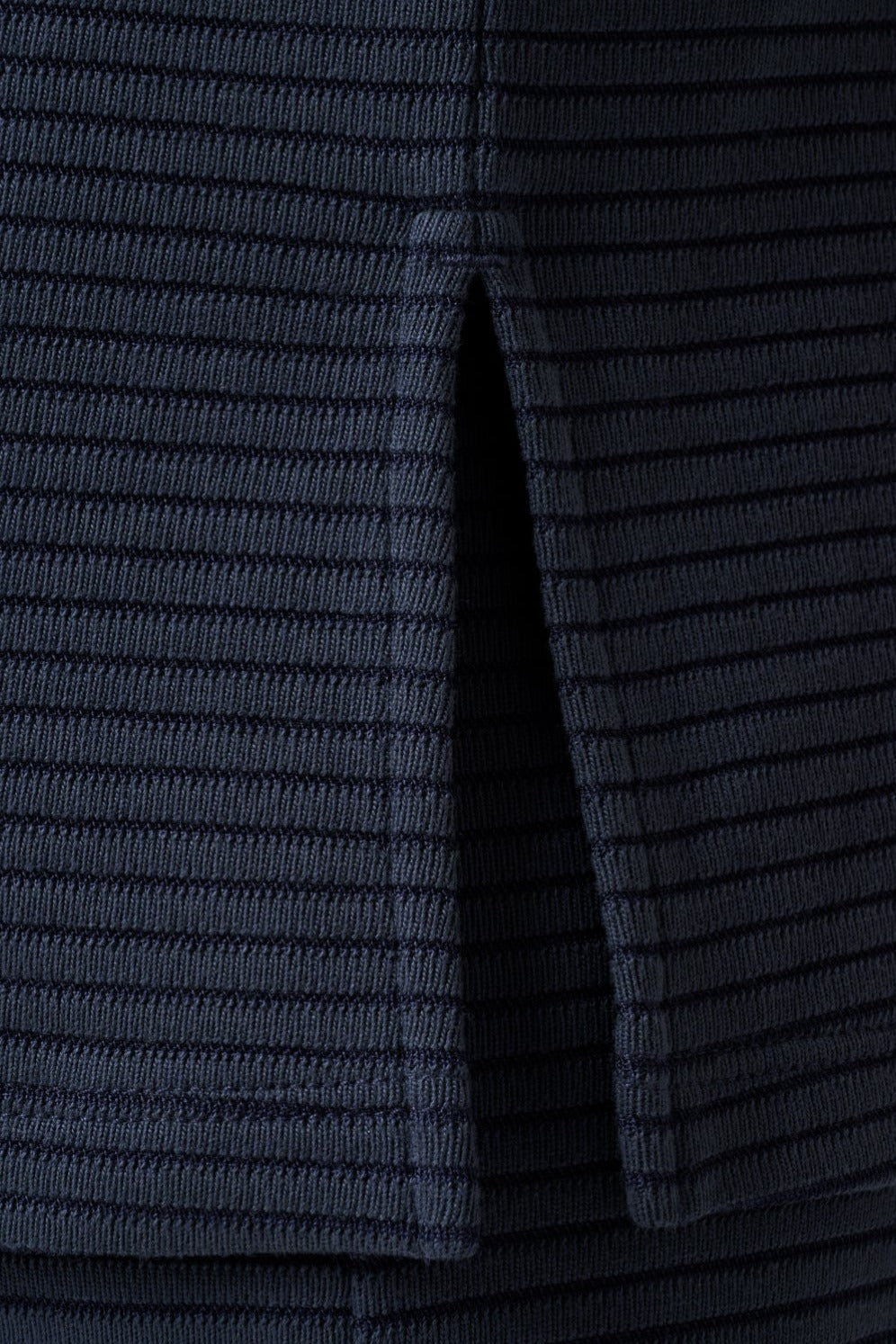 Coastal Rib Mock Neck Top in Navy Blazer, back view