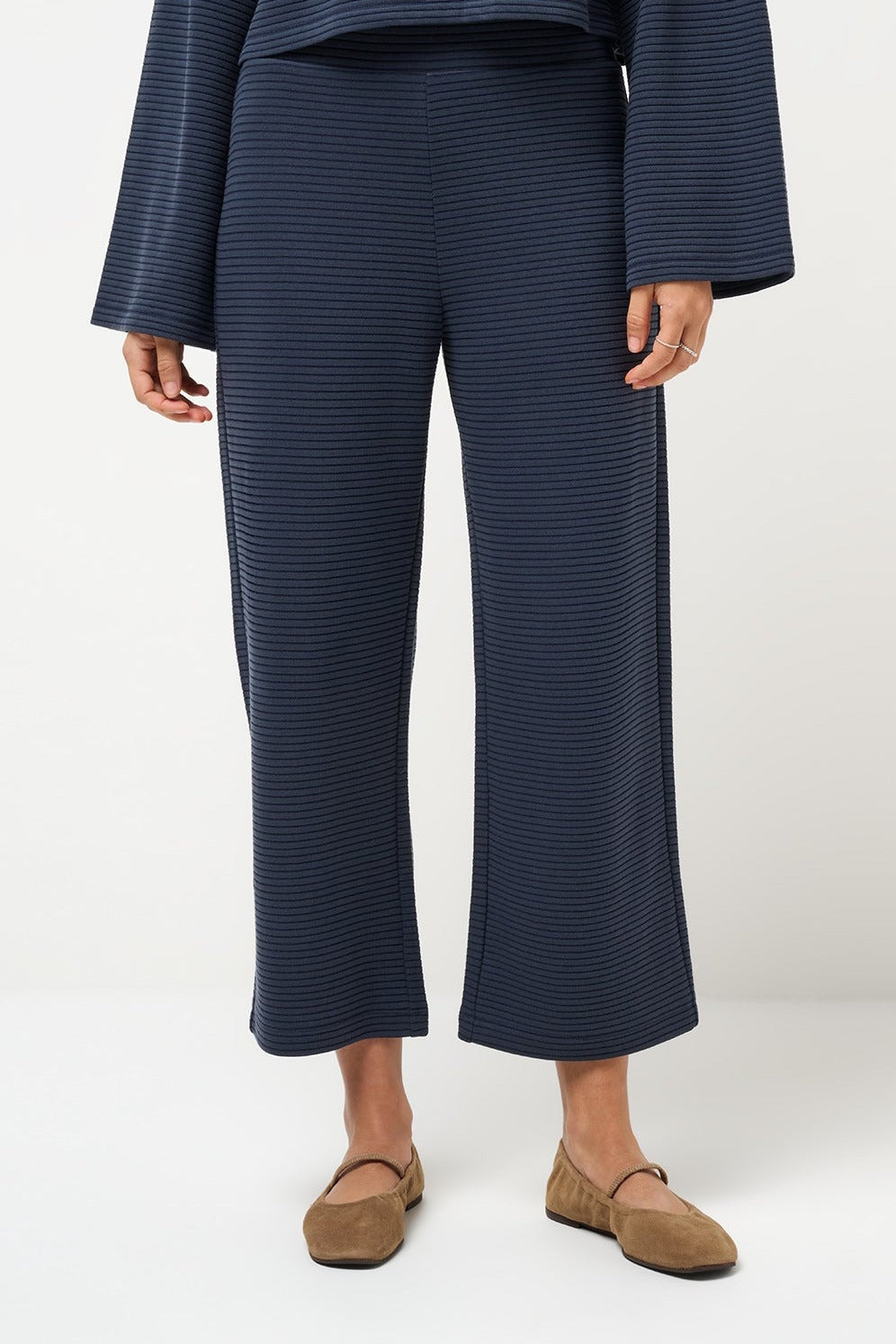 Coastal Rib Ankle Pant in Navy Blazer, front view