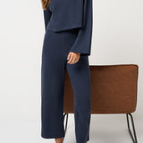 Coastal Rib Ankle Pant in Navy Blazer, detail view