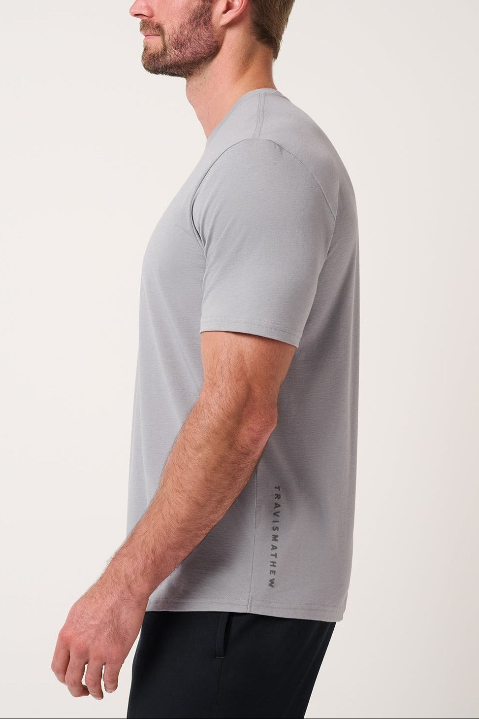 Travis Mathew Heater Series Jersey Tee in Sleet, side view
