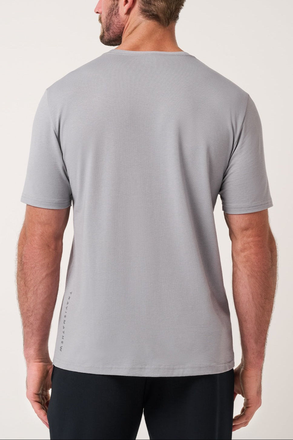 Travis Mathew Heater Series Jersey Tee in Sleet, back view