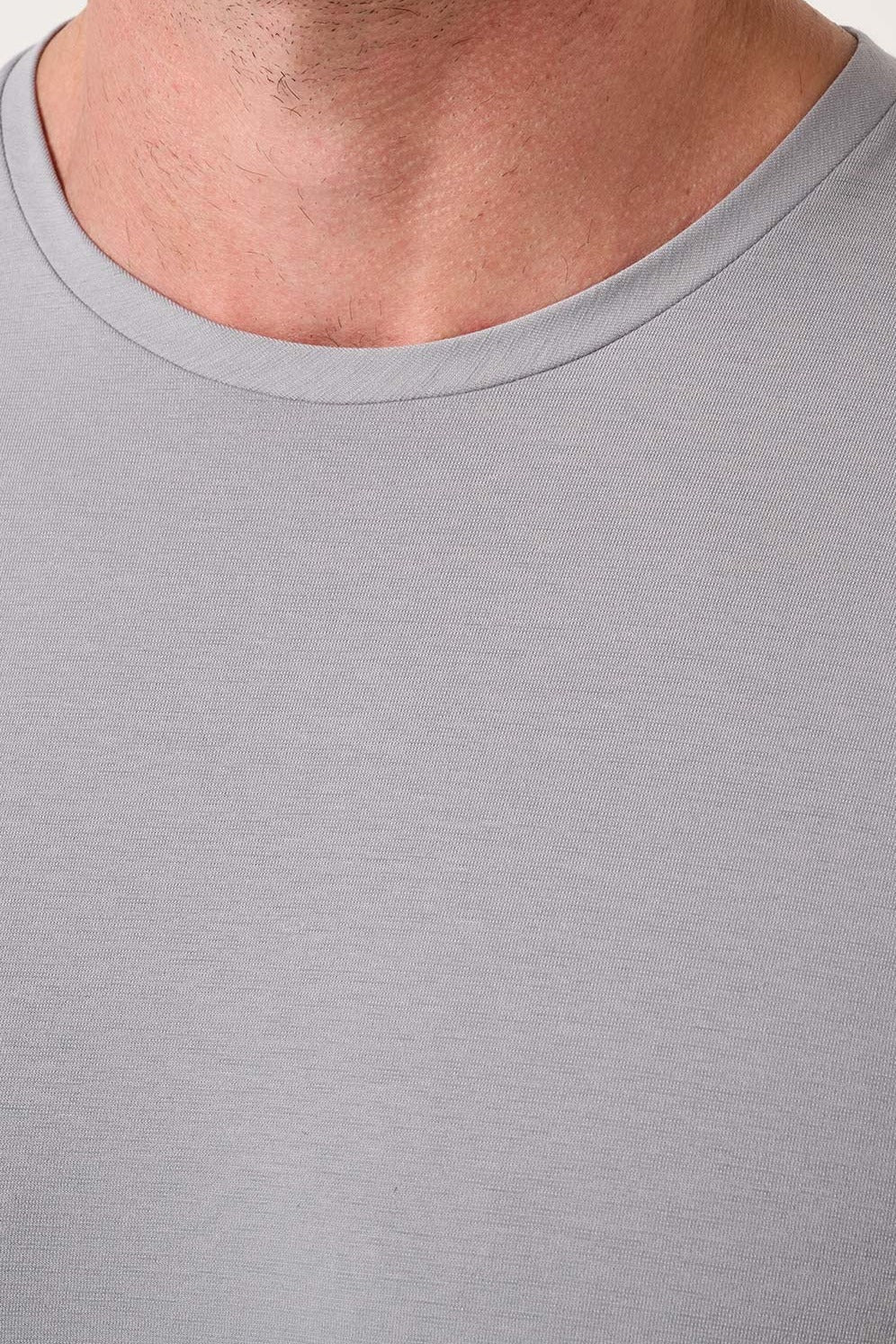 Travis Mathew Heater Series Jersey Tee in Sleet, detail view