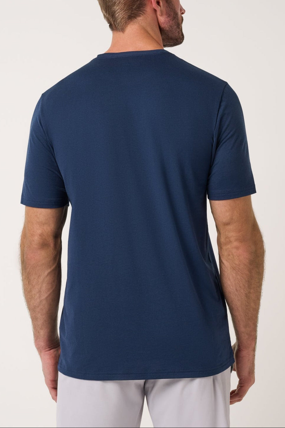 Travis Mathew Heater Series Jersey Tee in Total Eclipse, back view