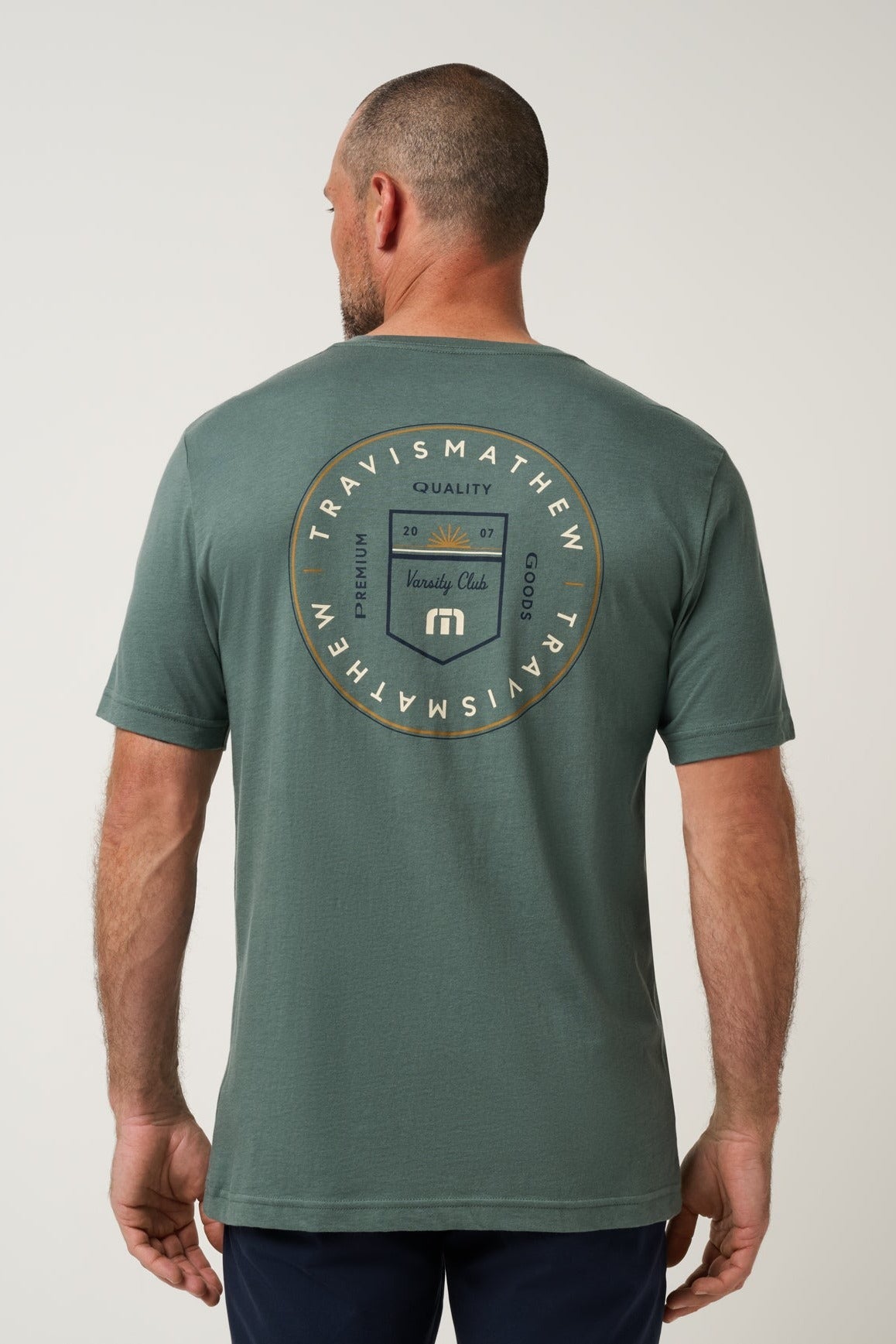 Club Charm Tee in Balsam Green, back graphic