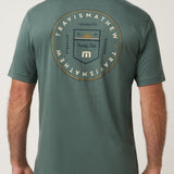 Travis Mathew Club Charm Tee in Balsam Green, front view