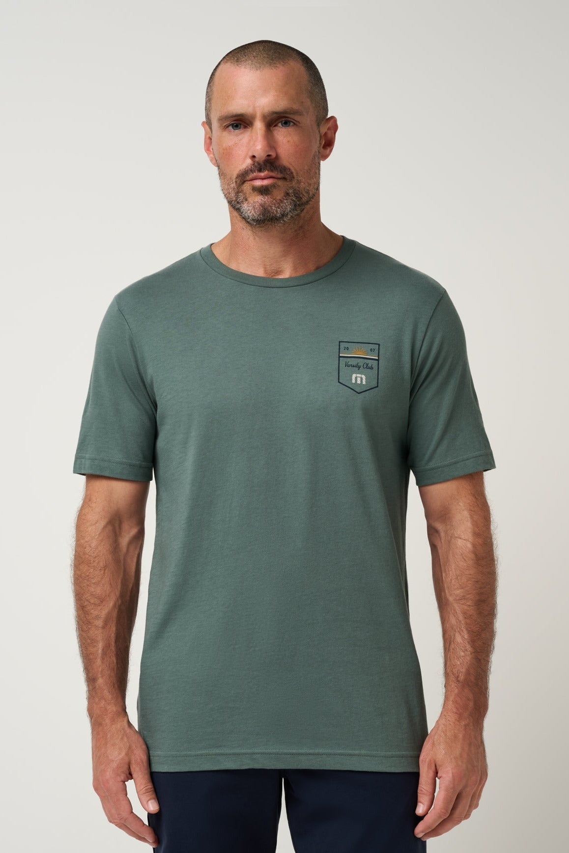 Club Charm Tee in Balsam Green, front view