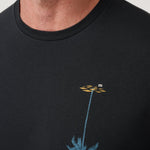Travis Mathew Sundown Soiree Tee in Black, palm graphic detail