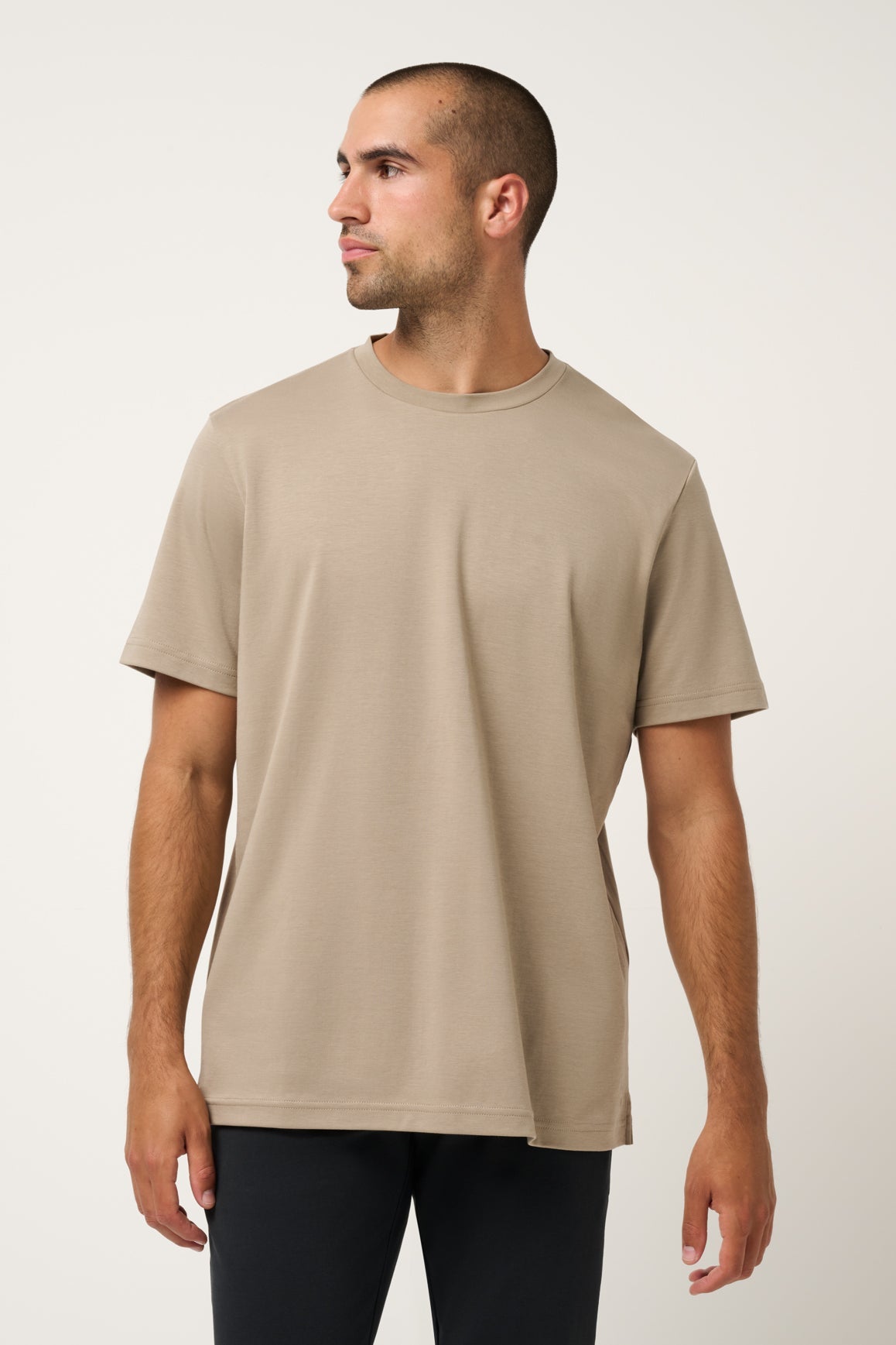Travis Mathew Cloud Midweight Relaxed Tee in Roasted Cashew